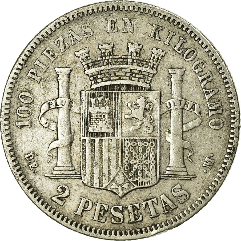 Monnaie, Espagne, Provisional Government, 2 Pesetas, 1874, Madrid, TB+, Argent