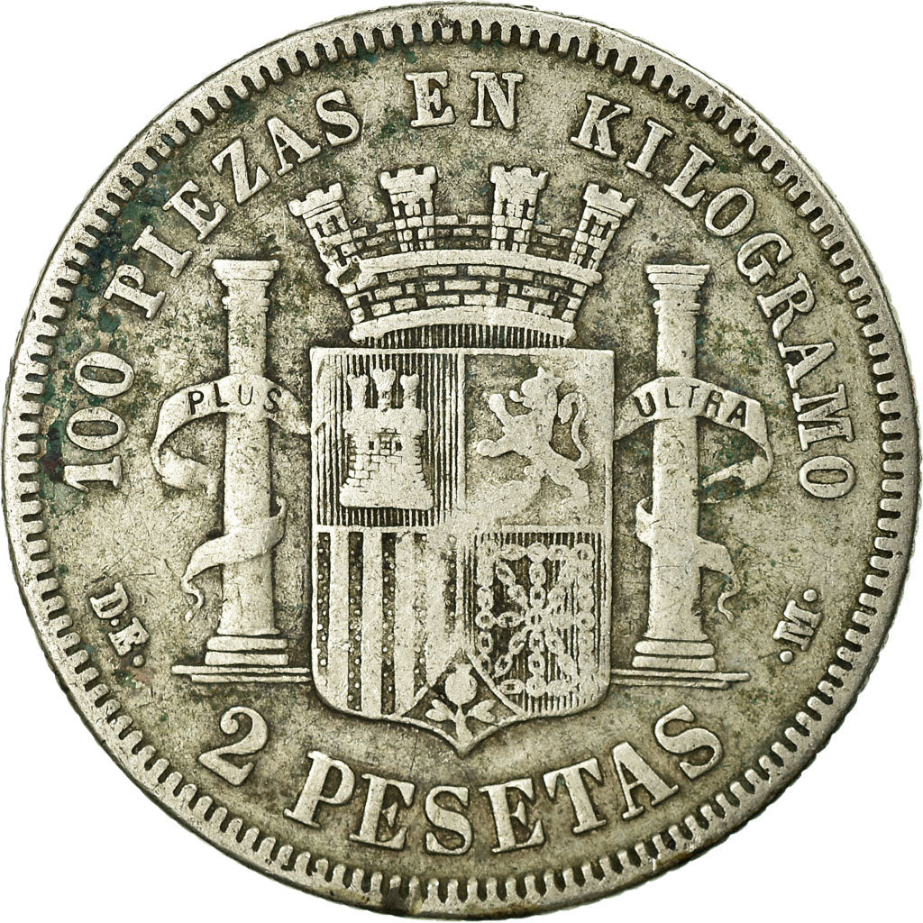 Coin, Spain, Provisional Government, 2 Pesetas, 1874, Madrid, VF(30-35), Silver
