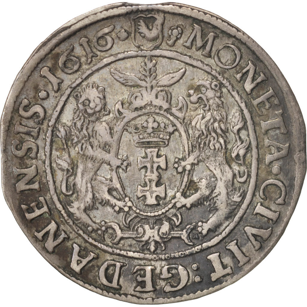DANZIG, Sigismund III, Ort, 1/4 Thaler - 10 Groszy, 1616, Silver, KM:6