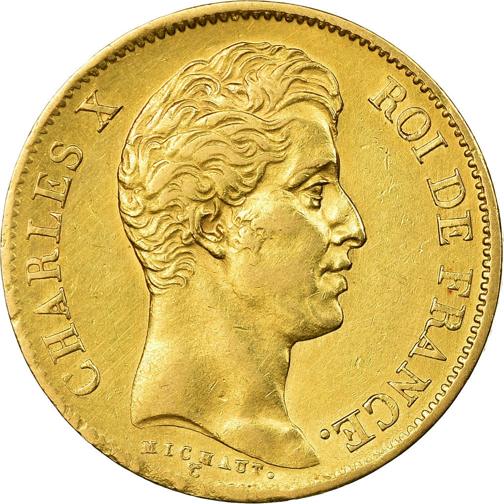 Moneda, Francia, Charles X, 40 Francs, 1830, Paris, MBC, Oro, KM:721.1