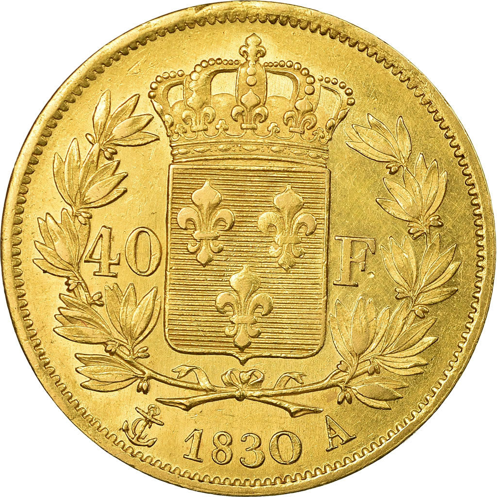 Moneda, Francia, Charles X, 40 Francs, 1830, Paris, MBC, Oro, KM:721.1