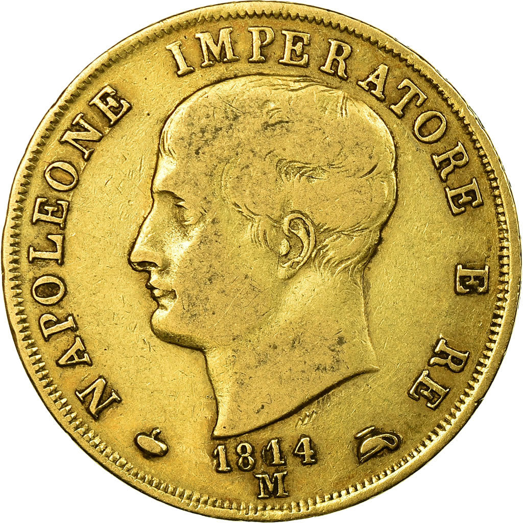 Monnaie, États italiens, KINGDOM OF NAPOLEON, Napoleon I, 40 Lire, 1814, Milan