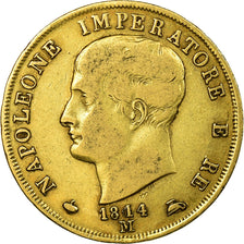 Monnaie, États italiens, KINGDOM OF NAPOLEON, Napoleon I, 40 Lire, 1814, Milan