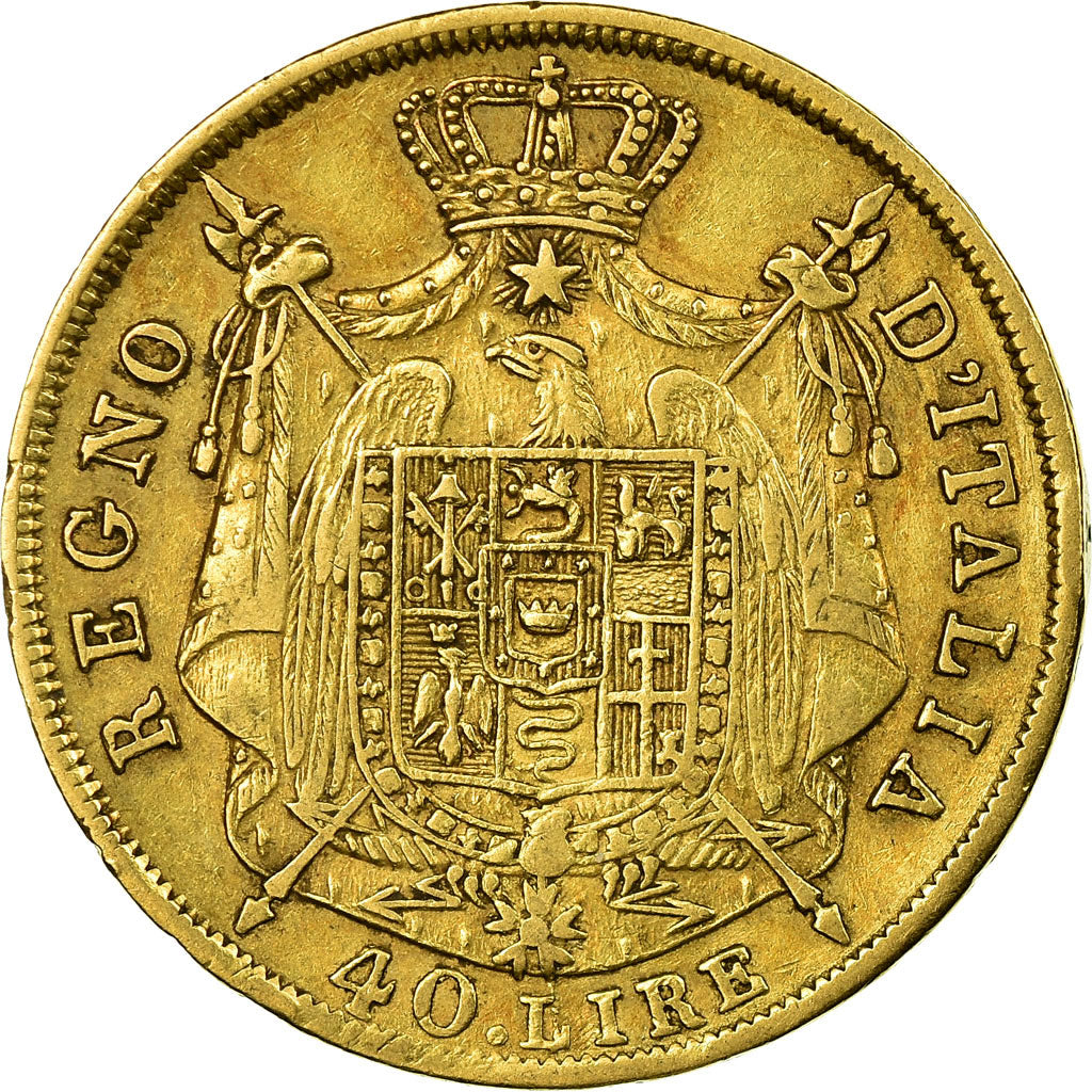 Monnaie, États italiens, KINGDOM OF NAPOLEON, Napoleon I, 40 Lire, 1814, Milan