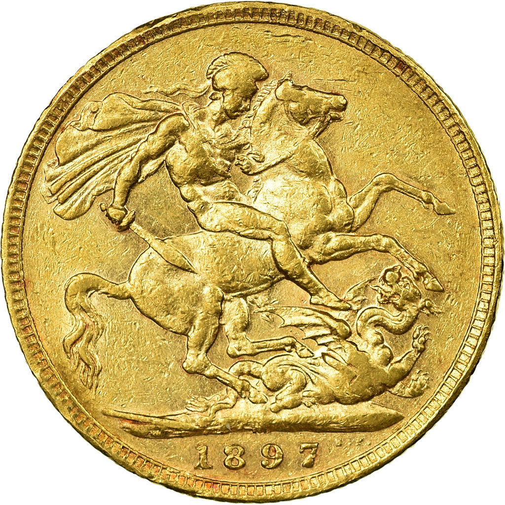 Moneta, Australia, Victoria, Sovereign, 1897, Melbourne, BB, Oro, KM:13