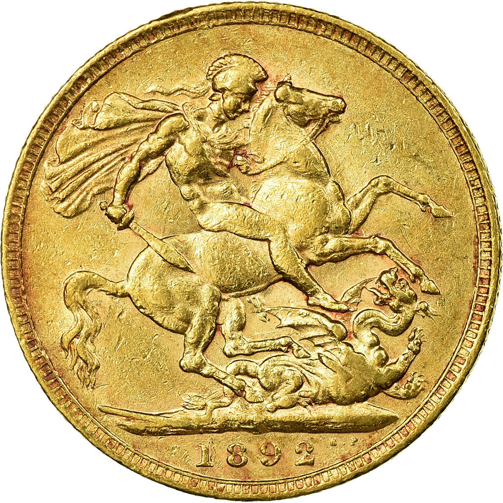 Coin, Great Britain, Victoria, Sovereign, 1892, London, EF(40-45), Gold, KM:767