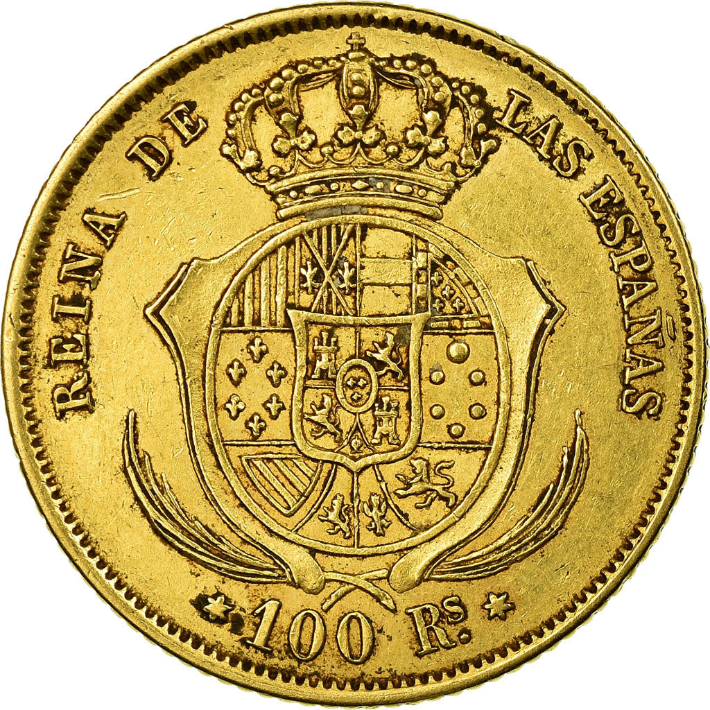 Moneda, España, Isabel II, 100 Reales, 1860, Madrid, MBC+, Oro, KM:605.2