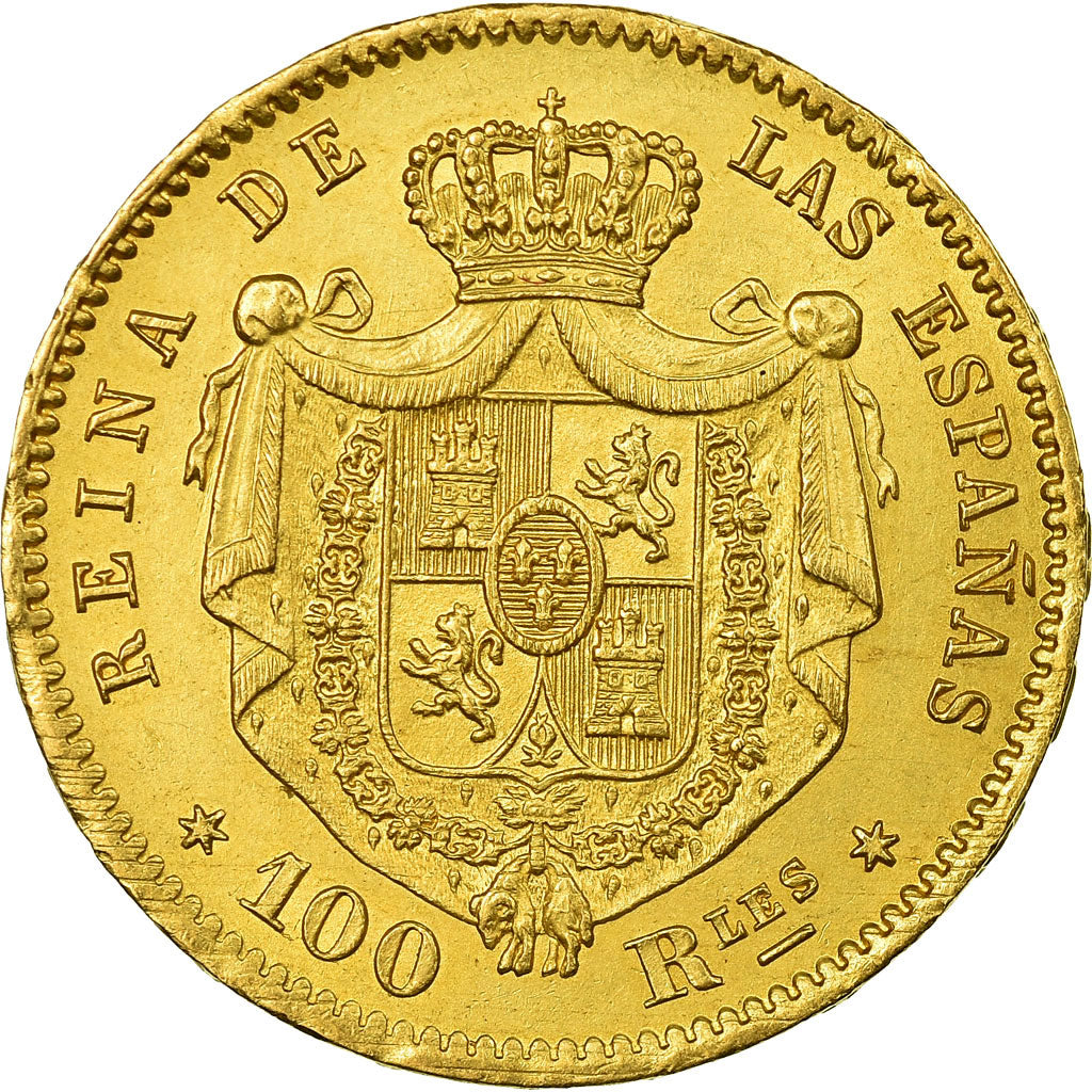 Moneta, Spagna, Isabel II, 100 Reales, 1864, Madrid, SPL-, Oro, KM:617.1
