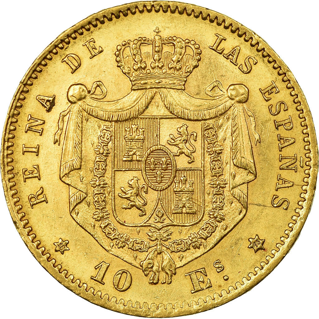 Coin, Spain, Isabel II, 10 Escudos, 1873, Madrid, AU(55-58), Gold, KM:636.3