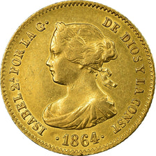 Moneta, Spagna, Isabel II, 40 Reales, 1864, Madrid, BB, Oro, KM:618.1