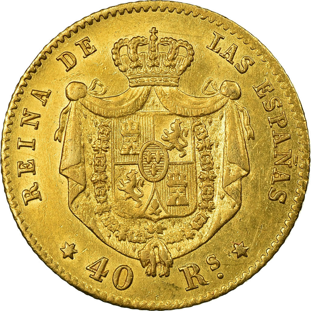 Moneta, Spagna, Isabel II, 40 Reales, 1864, Madrid, BB, Oro, KM:618.1