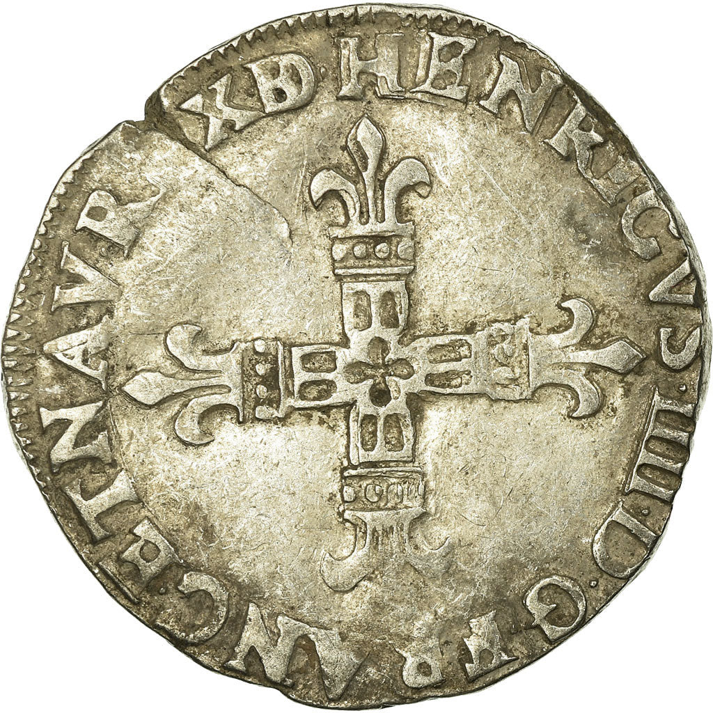 Coin, France, Henri IV, 1/4 Ecu de Béarn, 1608, Morlaas, EF(40-45), Silver