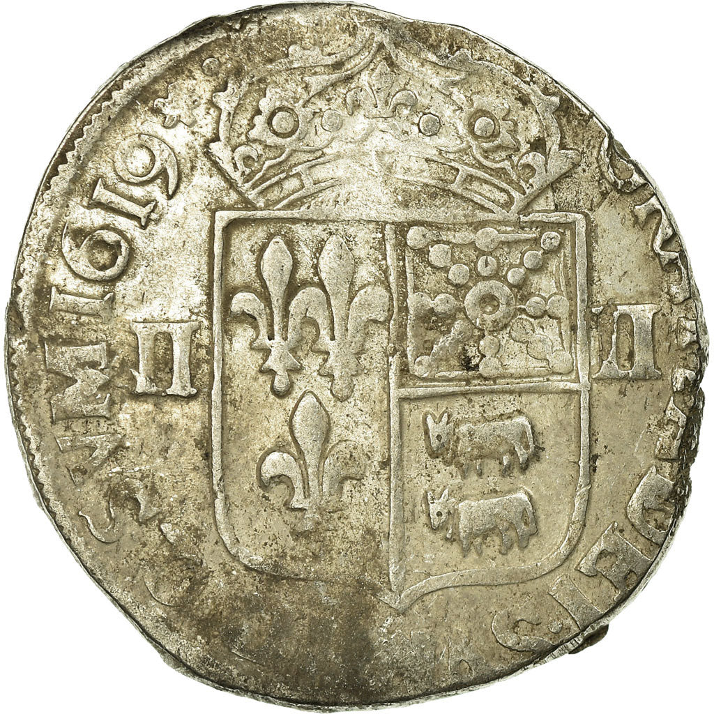 Coin, France, Louis XIII, 1/4 Écu de Béarn, 1/4 Ecu, 1619, Morlaas, VF(30-35)