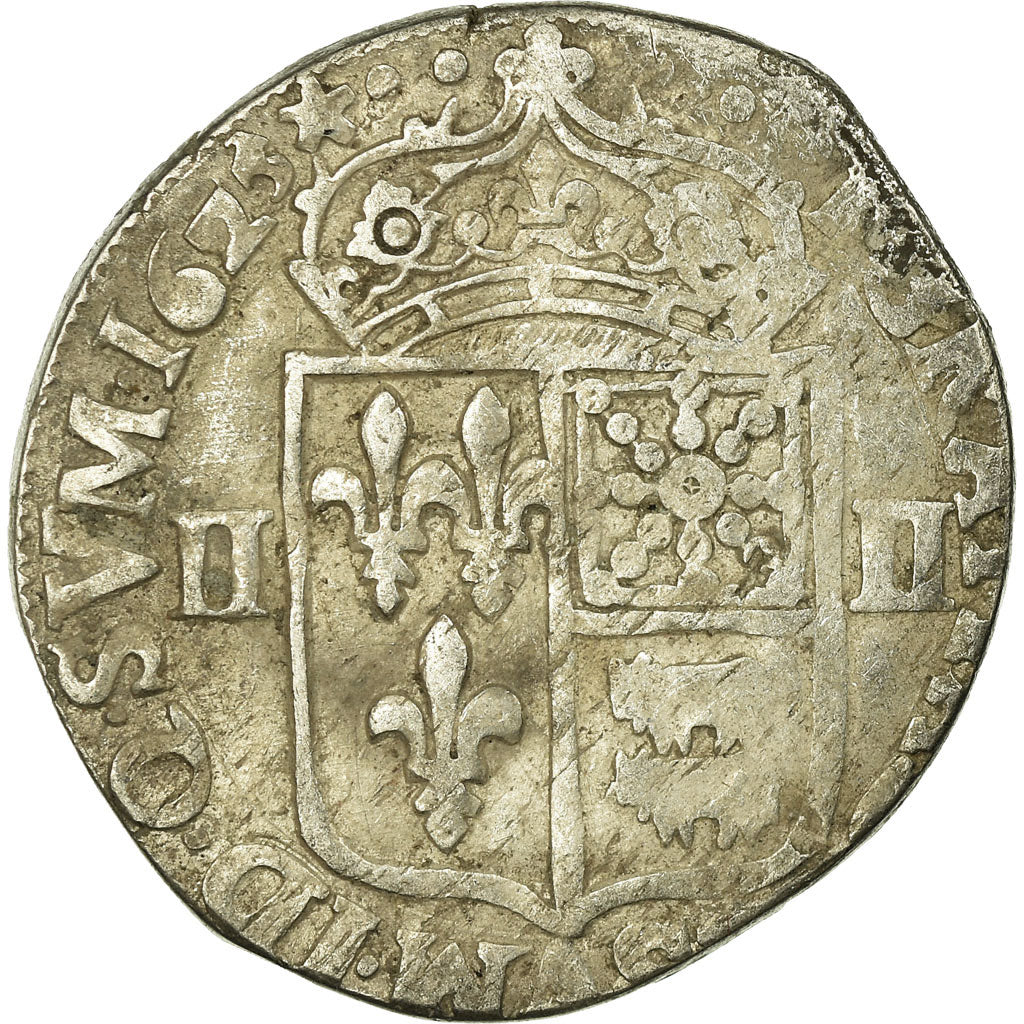 Moneta, Francja, Louis XIII, 1/4 Écu de Béarn, 1/4 Ecu, 1623, Pau, VF(30-35)