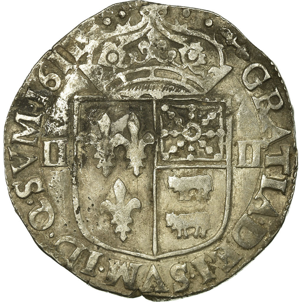 Moneta, Francia, Louis XIII, 1/4 Écu de Béarn, 1/4 Ecu, 1611, Morlaas, MB+