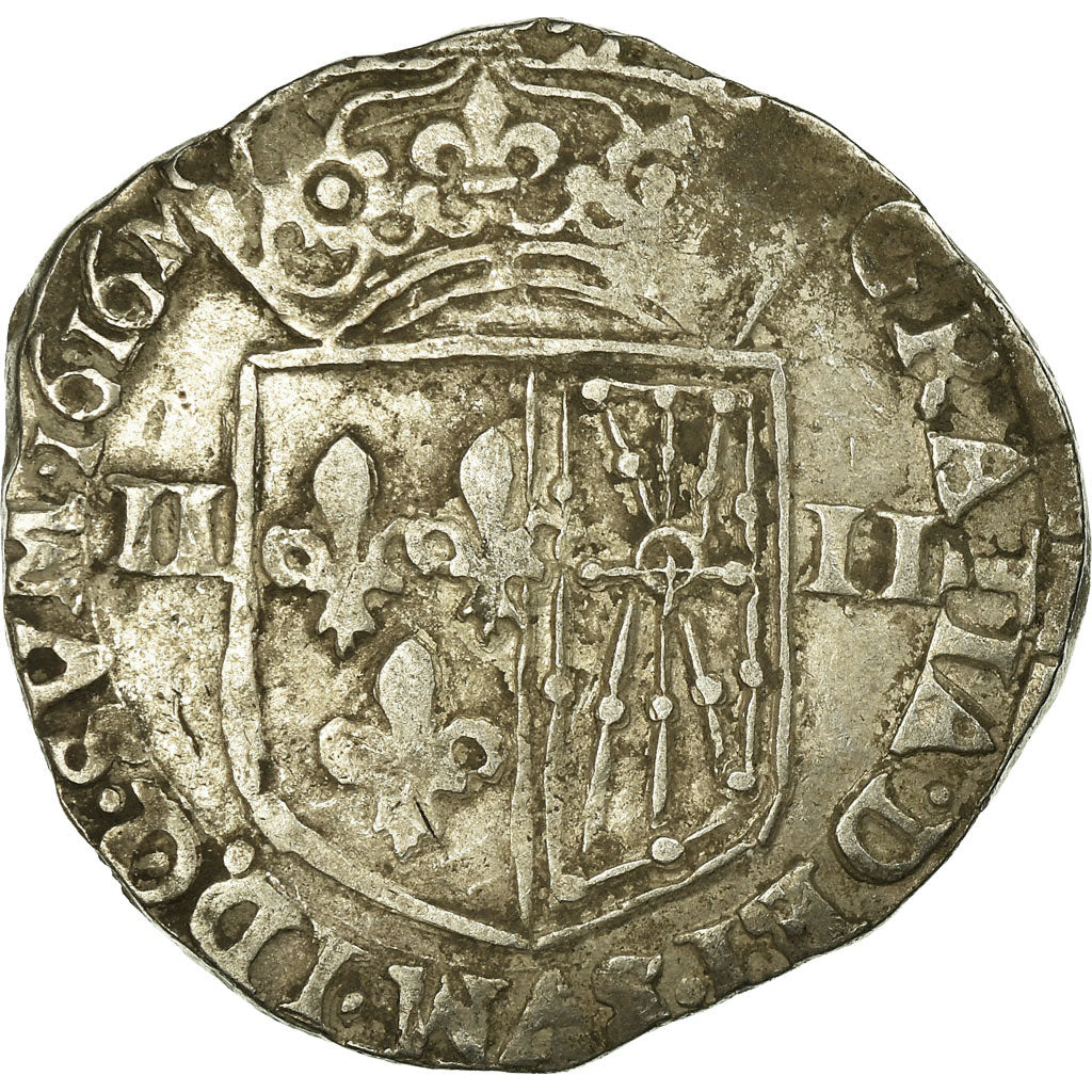 Moneda, Francia, Louis XIII, 1/4 Écu de Navarre, 1/4 Ecu, 1616, Saint Palais