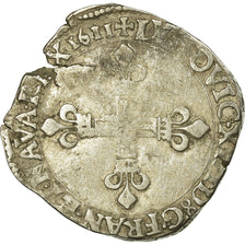 Moneda, Francia, Louis XIII, 1/4 Écu à la croix, 1/4 Ecu, 1611, Bordeaux, BC+