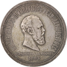 Moneta, Russia, Alexander III, Rouble, 1883, St. Petersburg, BB+, Argento, KM:43