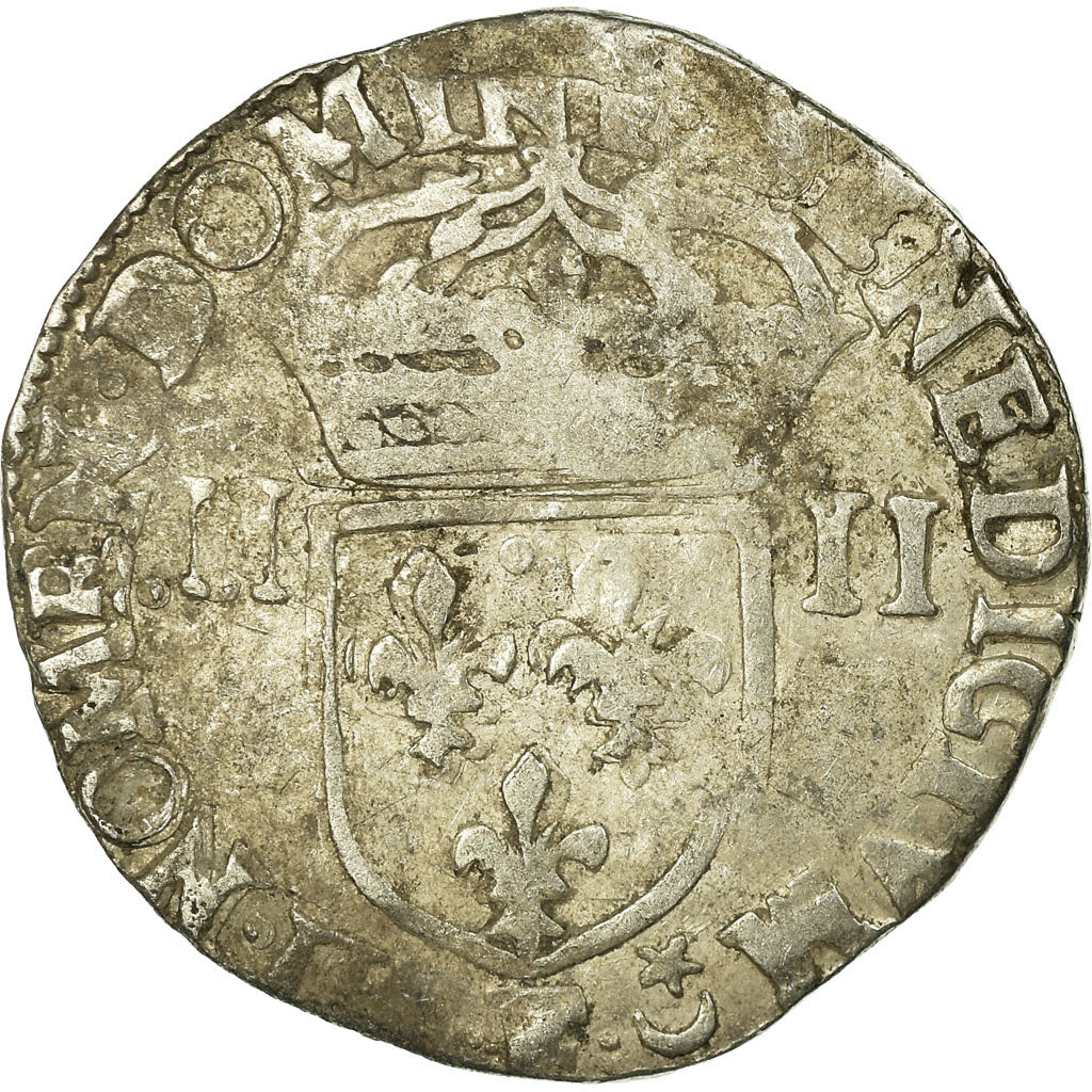 Coin, France, Henri IV, 1/4 Ecu, 1610, Angers, VF(20-25), Silver, Sombart:4678