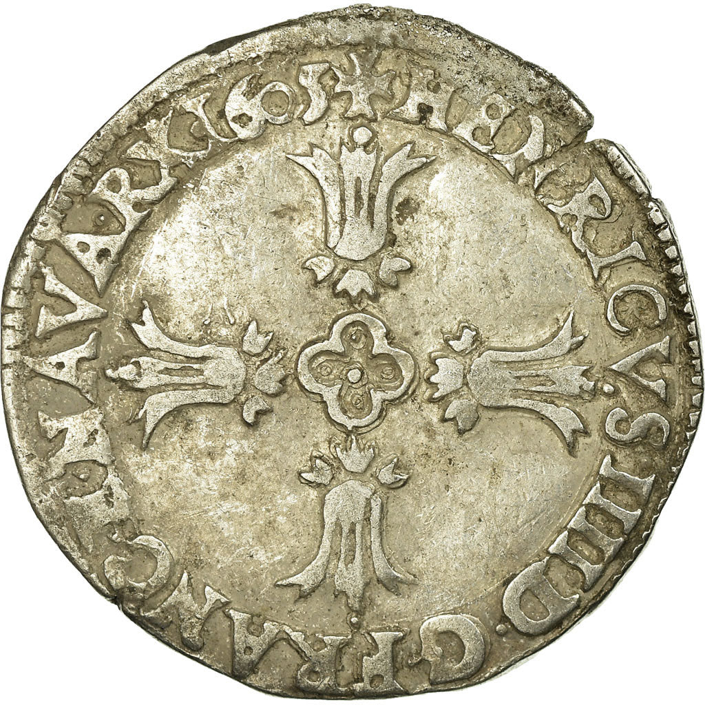 Moneta, Francia, Henri IV, 1/4 Ecu, 1605, Bayonne, BB, Argento, Sombart:4686