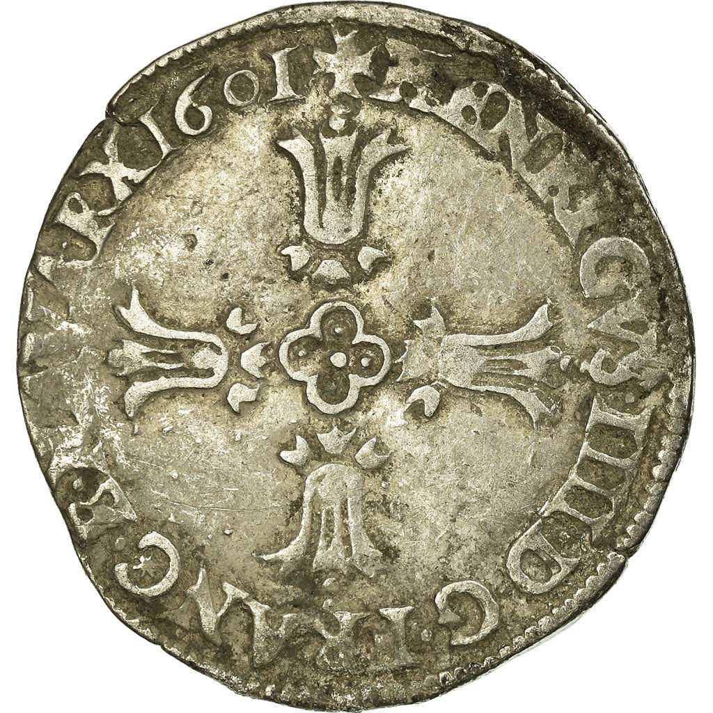 Moeda, França, Henri IV, 1/4 Ecu, 1601, Bayonne, EF(40-45), Prata, Sombart:4686