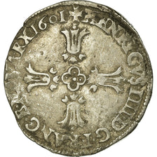 Moeda, França, Henri IV, 1/4 Ecu, 1601, Bayonne, EF(40-45), Prata, Sombart:4686