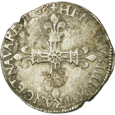 Moneta, Francia, Henri IV, 1/4 Ecu, 1608, Nantes, MB+, Argento, Sombart:4678