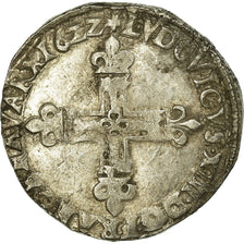 Moeda, França, Louis XIII, 1/4 Écu à la croix, 1/4 Ecu, 1622, Bayonne