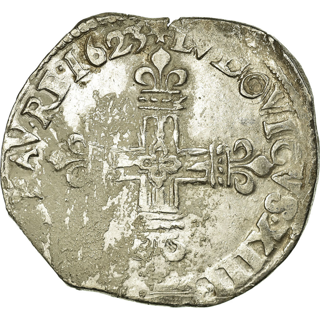 Moneta, Francia, Louis XIII, 1/4 Écu à la croix, 1/4 Ecu, 1623, Bayonne, MB+