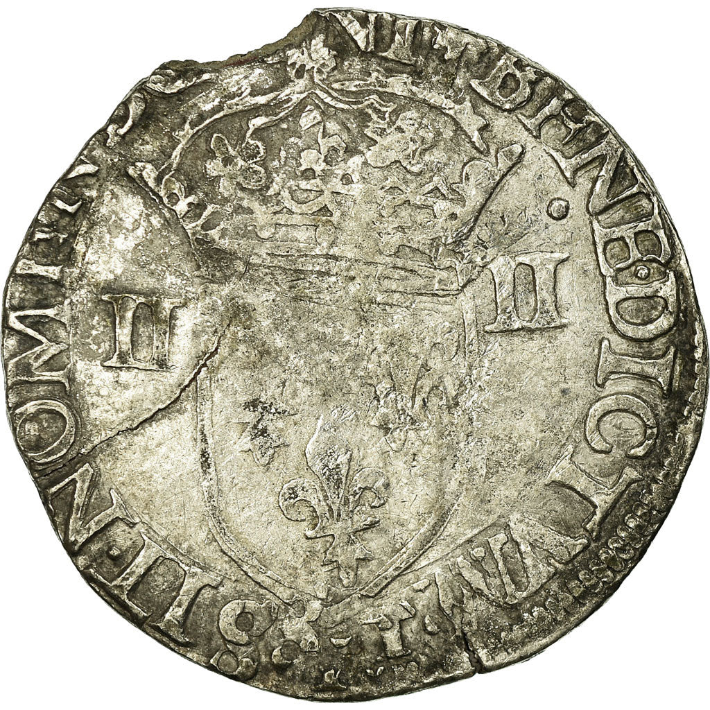 Moeda, França, Charles X, 1/4 Ecu, 1592, Nantes, VF(20-25), Prata, Sombart:4670