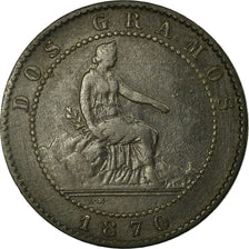 Coin, Spain, Provisional Government, 2 Centimos, 1870, Barcelona, VF(30-35)