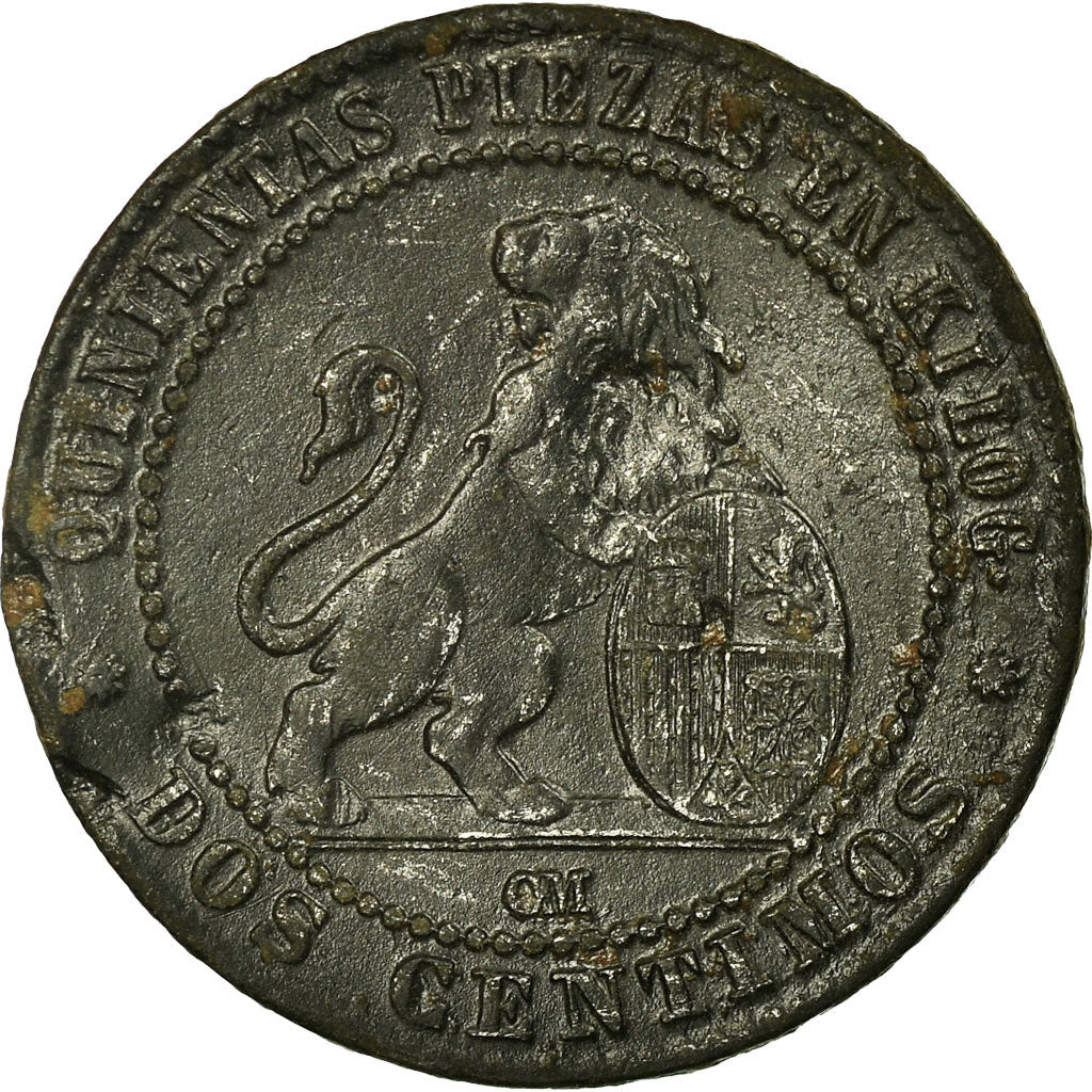 Coin, Spain, Provisional Government, 2 Centimos, 1870, Barcelona, VF(30-35)