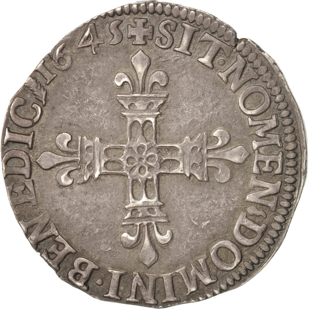 Monnaie, France, Louis XIV, 1/4 Écu, frappé au marteau, 1/4 Ecu, 1645