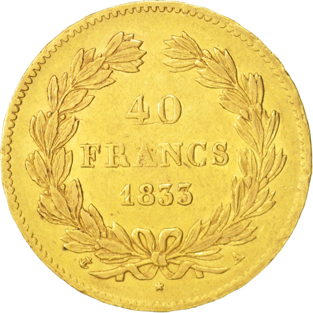 France, Louis-Philippe, 40 Francs, 1833, Paris, Gold, KM:747.1, Gadoury:1106