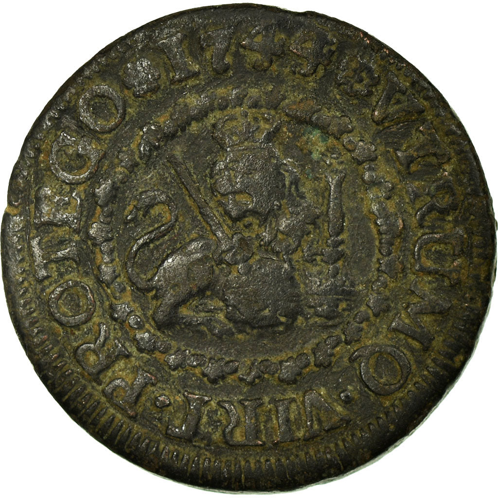 Coin, Spain, Philip V, 2 Maravedis, 1744, Segovia, VF(20-25), Copper, KM:366