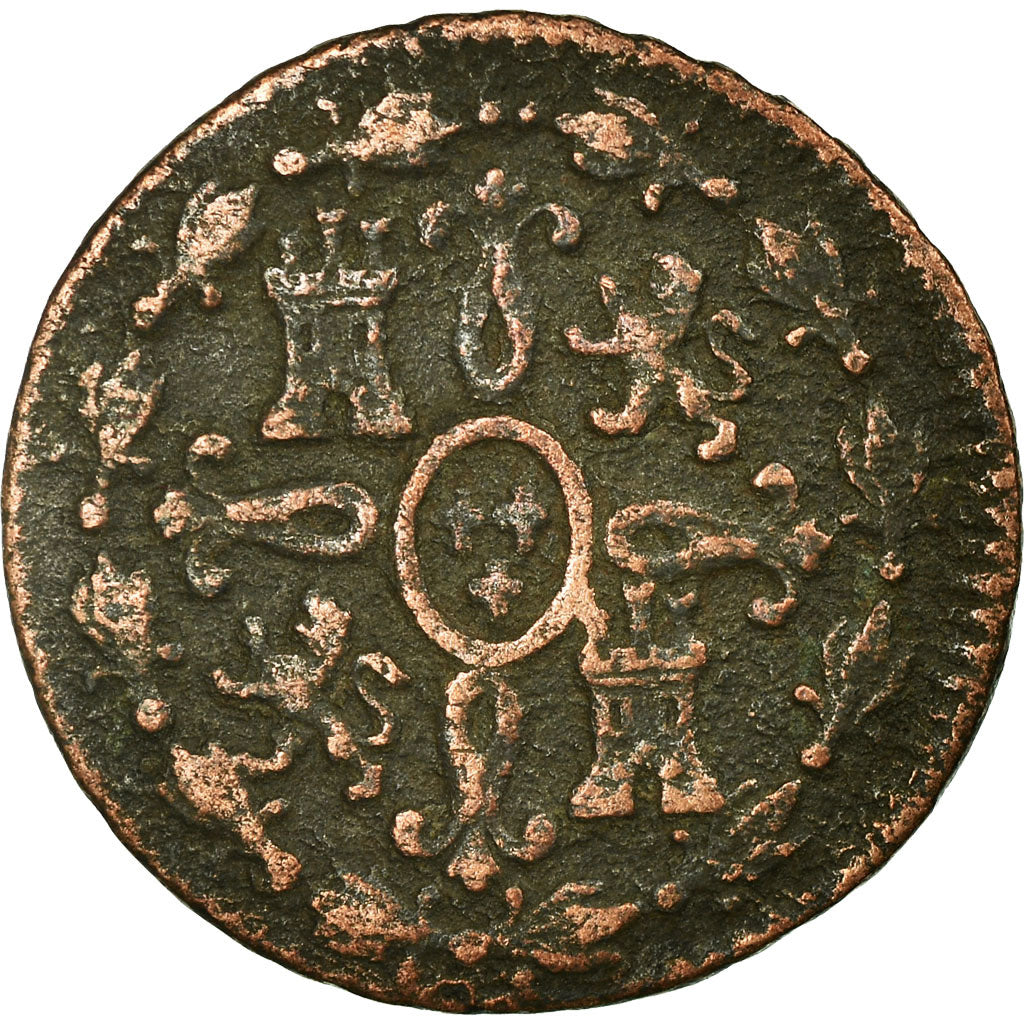 Coin, Spain, Ferdinand VII, 2 Maravedis, 1824, Segovia, VF(20-25), Copper