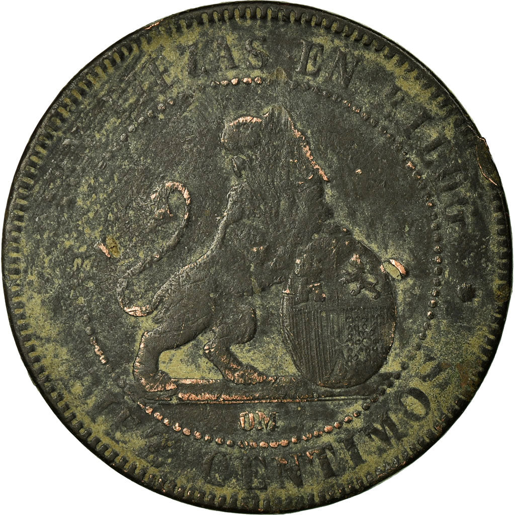Coin, Spain, Provisional Government, 10 Centimos, 1870, Barcelona, VF(20-25)