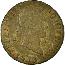 Coin, Spain, Ferdinand VII, 2 Maravedis, 1833, Segovia, VF(30-35), Copper