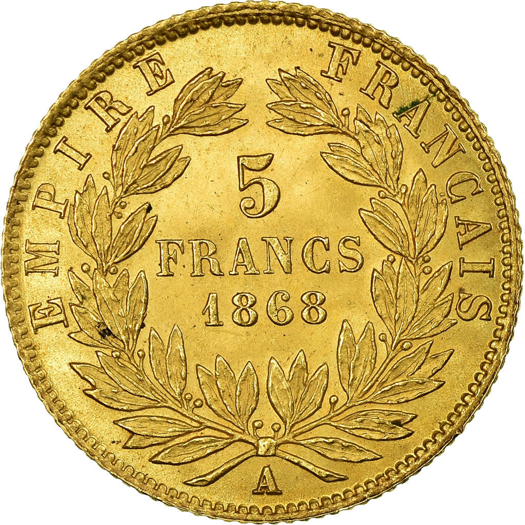 Coin, France, Napoleon III, Napoléon III, 5 Francs, 1868, Paris, AU(55-58)