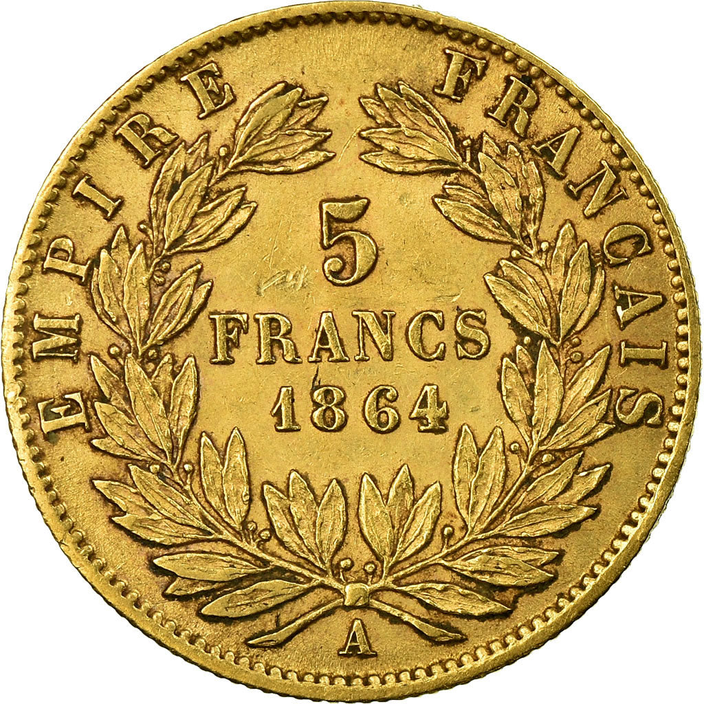 Munten, Frankrijk, Napoleon III, Napoléon III, 5 Francs, 1864, Paris, FR+