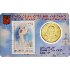 CIUDAD DEL VATICANO, 50 Euro Cent, 2011, Latón, Coin Card, KM:387