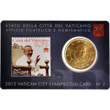 VATICAN CITY, 50 Euro Cent, 2012, Brass, Coin Card, KM:387