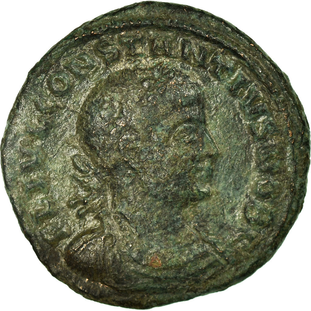 Coin, Constantius II, Follis, 327, Thessalonica, EF(40-45), Copper, RIC:158