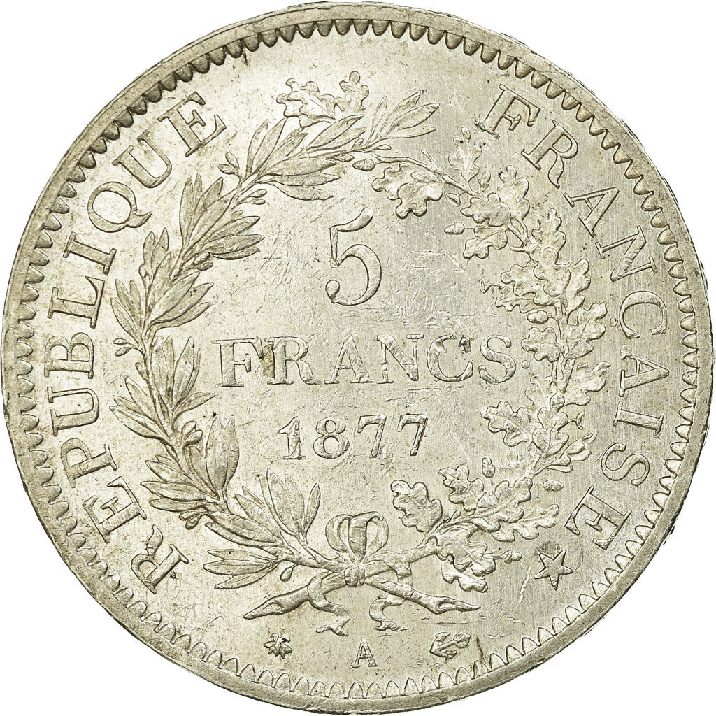 Coin, France, Hercule, 5 Francs, 1877, Paris, AU(50-53), Silver, KM:820.1