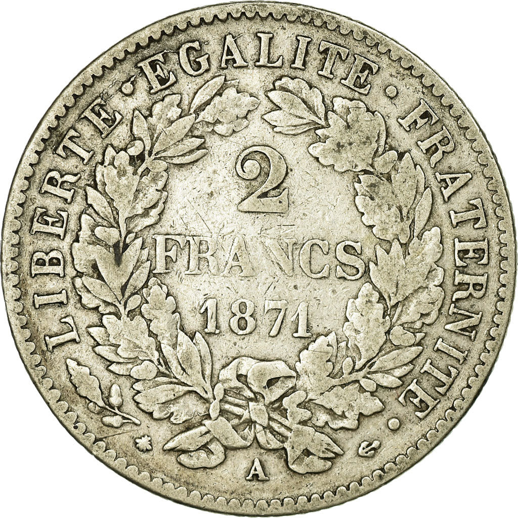 Monnaie, France, Cérès, 2 Francs, 1871, Paris, TB+, Argent, Gadoury:530