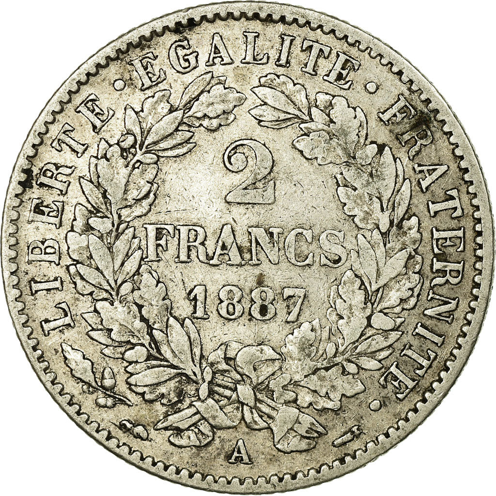 Coin, France, Cérès, 2 Francs, 1887, Paris, EF(40-45), Silver, KM:817.1