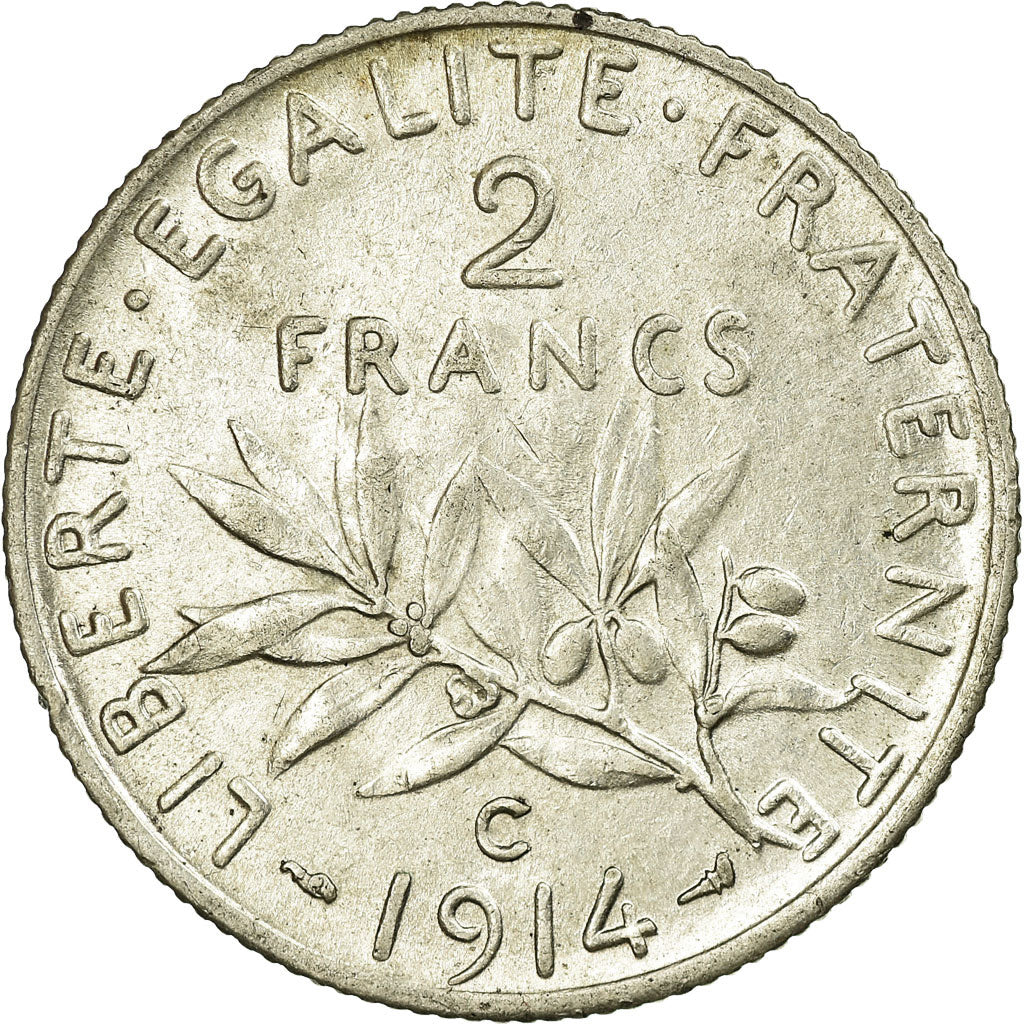 Münze, Frankreich, Semeuse, 2 Francs, 1914, Castelsarrasin, SS+, Silber