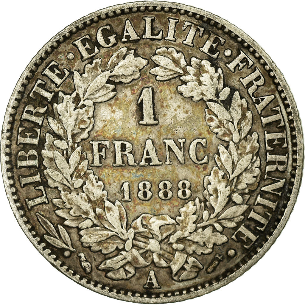 Coin, France, Cérès, Franc, 1888, Paris, VF(30-35), Silver, KM:822.1