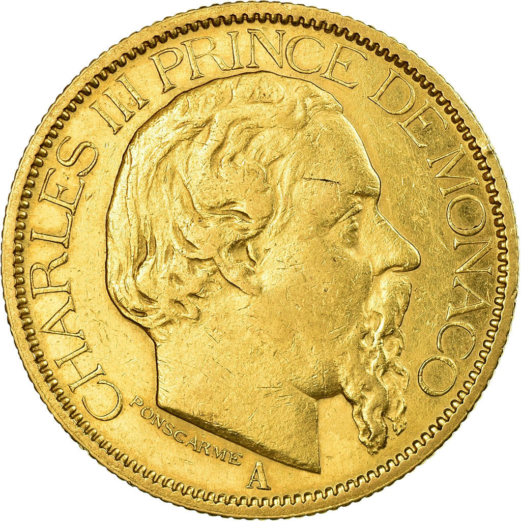 Coin, Monaco, Charles III, 100 Francs, 1884, Paris, EF(40-45), Gold, KM 99