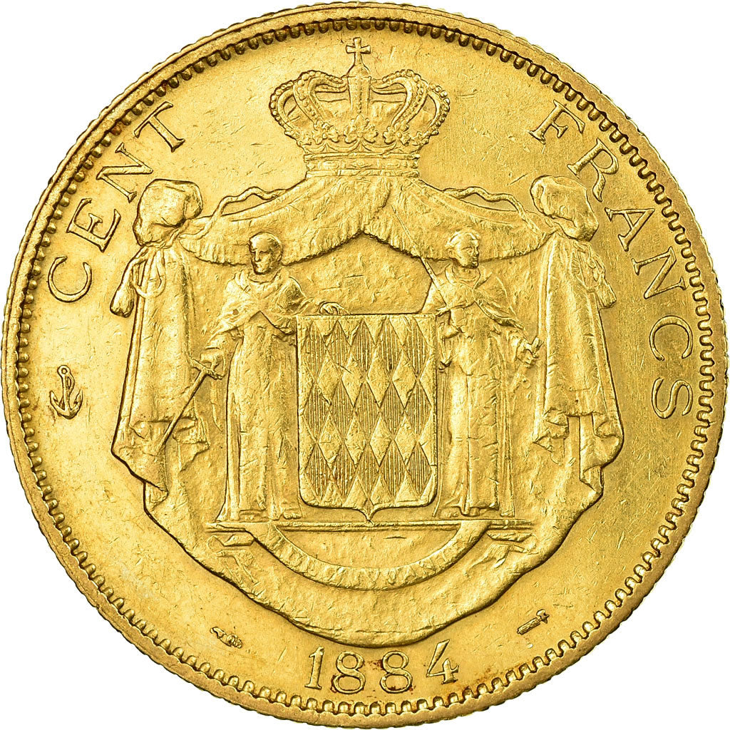 Coin, Monaco, Charles III, 100 Francs, 1884, Paris, EF(40-45), Gold, KM 99